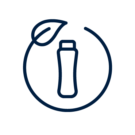 Icon for sustainability in dark blue.