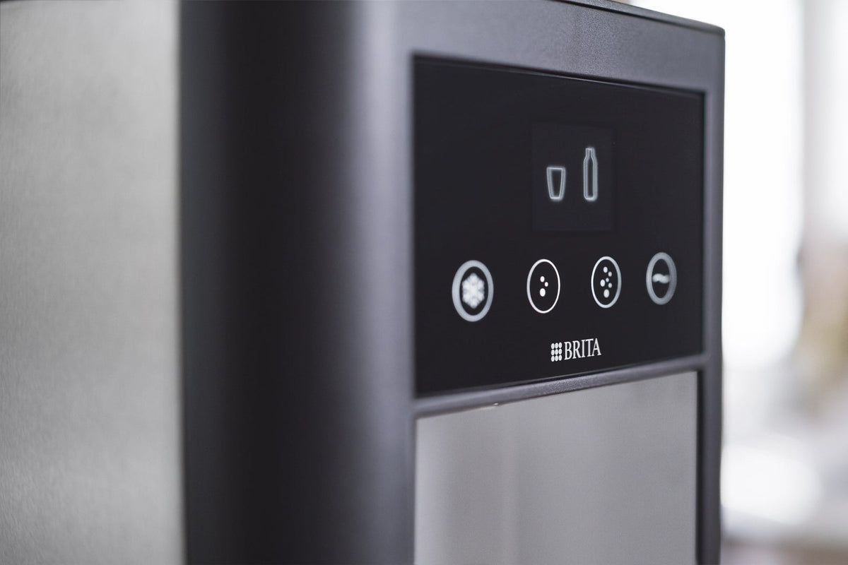 Close-up of a BRITA Top Pro dispenser display.